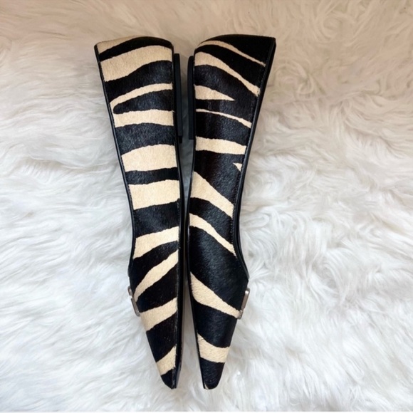 New! MARC JACOBS Ali Pointed-Toe Zebra Ponyhair Ballerina Flats - Picture 8 of 10